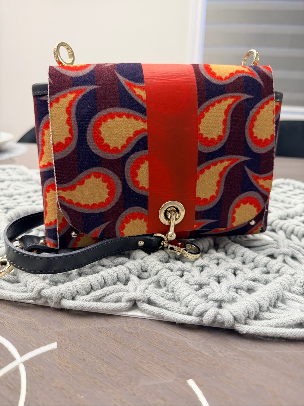 Reversible Women’s Red Patterned Crossbody Bag